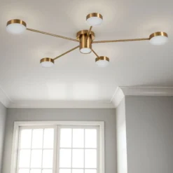 Combo b lampadario led in metallo verniciato ottone 100x70 h13 cm