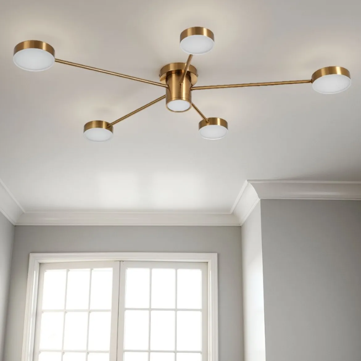 Combo b lampadario led in metallo verniciato ottone 100x70 h13 cm