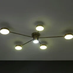 Combo b lampadario led in metallo verniciato ottone 100x70 h13 cm