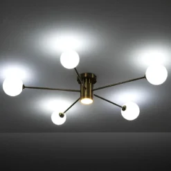 Combo globe lampadario in acciaio verniciato ottone anticato opaco 92x92xh16.5 cm