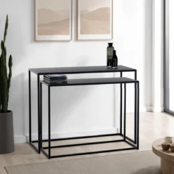Consolle Doppia THIN in Acciaio Antracite Opaco Grande, 100x40xh77.5 Piccola, 90x38xh67.5 cm