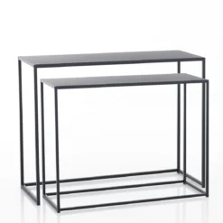 Consolle Doppia THIN in Acciaio Antracite Opaco Grande, 100x40xh77.5 Piccola, 90x38xh67.5 cm