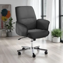 Cony black sedia da ufficio regolabile e girevole urbino in pelle sintetica nera con ruote 62x62 h91/97 cm