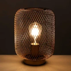 Crate lampada da tavolo in filo di metallo ottone anticato opaco d20 h27 cm