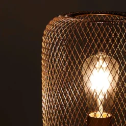 Crate lampada da tavolo in filo di metallo ottone anticato opaco d20 h27 cm