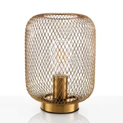 Crate lampada da tavolo in filo di metallo ottone anticato opaco d20 h27 cm