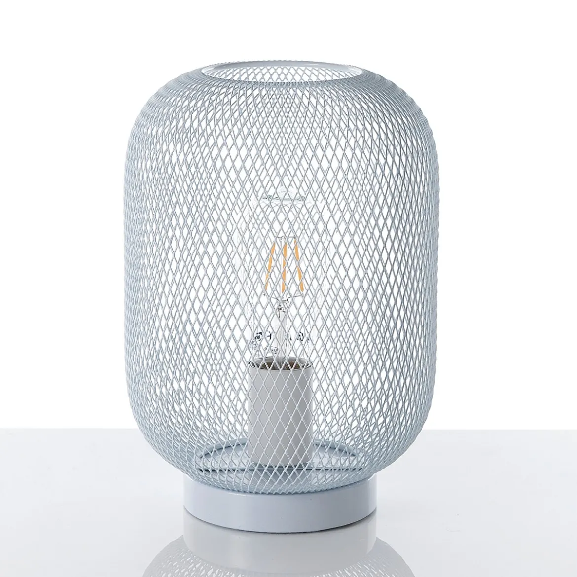 Crate white lampada da tavolo in filo di metallo bianca opaco d20xh27 cm