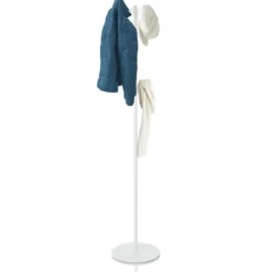 Creta appendiabiti in acciaio bianco opaco pomelli in acrilico trasparente h170xd34 cm