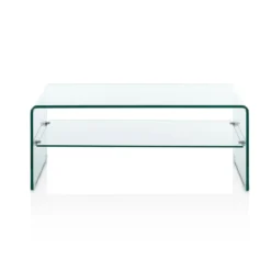 Cristal evo tavolino a ponte vetro curvo trasparente h40 l100 p50