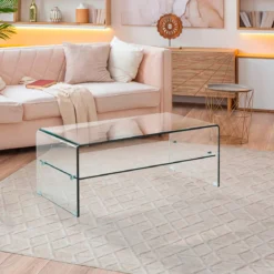 Cristal evo tavolino a ponte vetro curvo trasparente h40 l100 p50