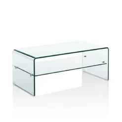 Cristal evo tavolino a ponte vetro curvo trasparente h40 l100 p50