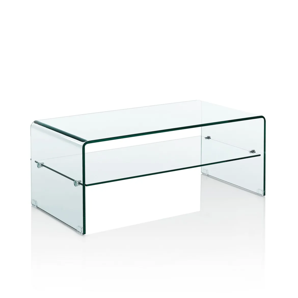 Cristal evo tavolino a ponte vetro curvo trasparente h40 l100 p50