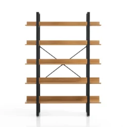 Cukin 5 evo libreria acciaio nero opaco 5 ripiani finitura faggio h171 l120 p28