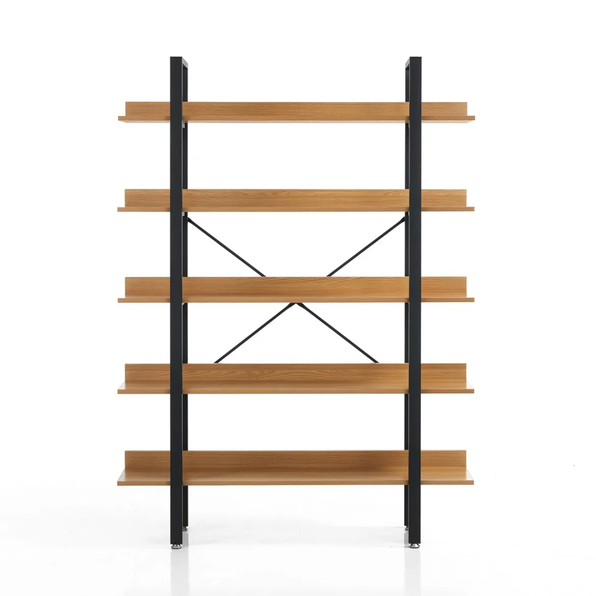 Cukin 5 evo libreria acciaio nero opaco 5 ripiani finitura faggio h171 l120 p28