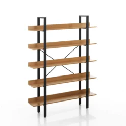Cukin 5 evo libreria acciaio nero opaco 5 ripiani finitura faggio h171 l120 p28