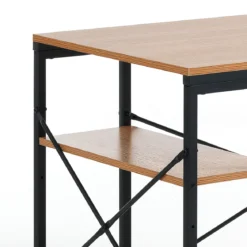 Cukin Evo Scrivania Acciaio Nero Opaco piano e 2 Ripiani finitura Faggio