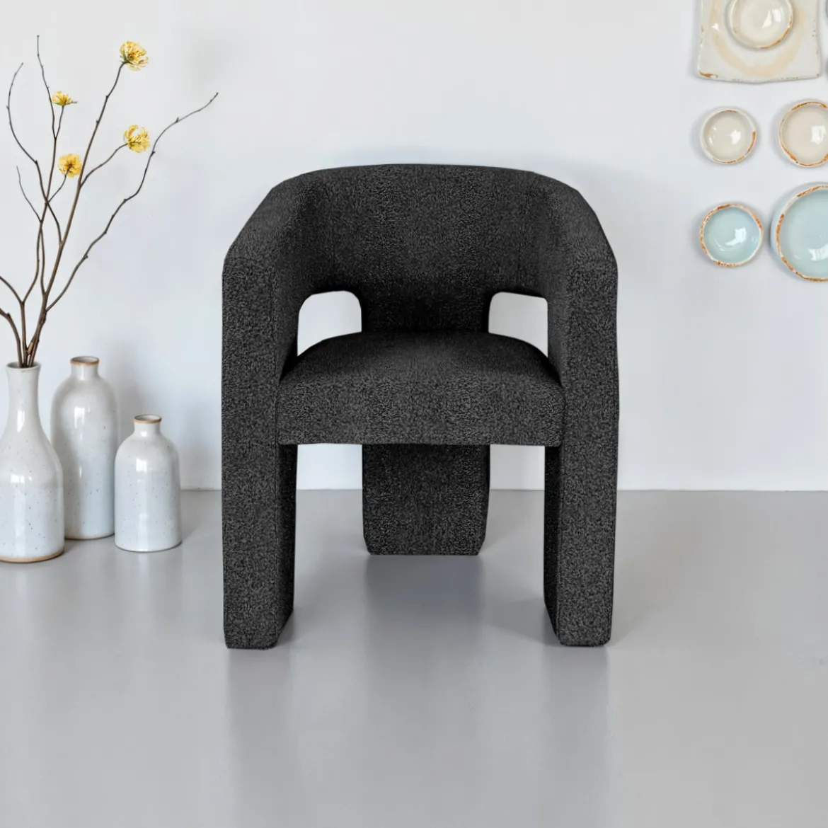 Deddy Dark Grey poltrona imbottita tessuto grigio scuro h70 l63 p60 seduta h50