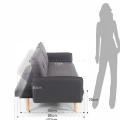 Dede divano - letto schienale reclinabile 3 posizioni (divano / relax / letto) tessuto di colore grigio l190 p90 h80