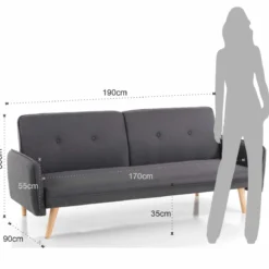 Dede divano - letto schienale reclinabile 3 posizioni (divano / relax / letto) tessuto di colore grigio l190 p90 h80