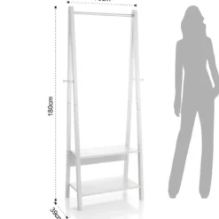 Delia stender laccato bianco opaco co 2 ripiani 66x39xh180 cm