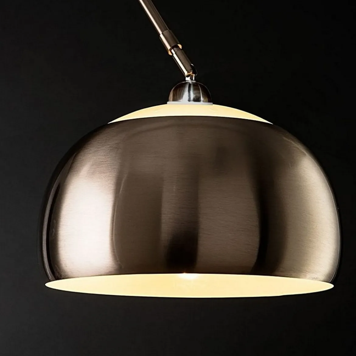 Demo lampada da terra ad arco in metallo satinato base in marmo nero h220x190 cm