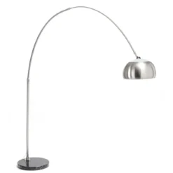 Demo lampada da terra ad arco in metallo satinato base in marmo nero h220x190 cm