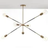 Devon b lampadario in acciaio nero e oro opaco 7 lampade d115xh80 cm