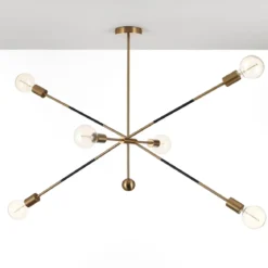Devon b lampadario in acciaio nero e oro opaco 7 lampade d115xh80 cm