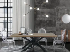 Devon b lampadario in acciaio nero e oro opaco 7 lampade d115xh80 cm