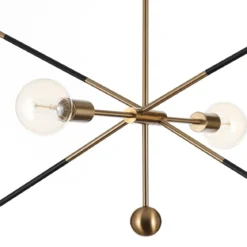 Devon b lampadario in acciaio nero e oro opaco 7 lampade d115xh80 cm