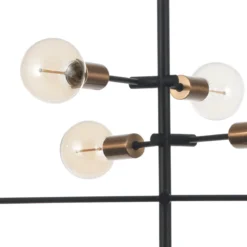 Devon lampadario in metallo verniciato nero e ottone con cavo regolabile 82x40 h50 cm