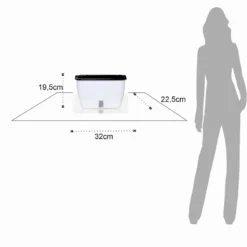 Dhalia small vaso autoinnaffiante per esterno e interno bianco lucido 32x22.5xh19.5 cm