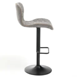 Diamond sgabello regolabile bar in pelle sintetica effetto invecchiato grigio e metallo nero opaco 48x55xh87-107 cm