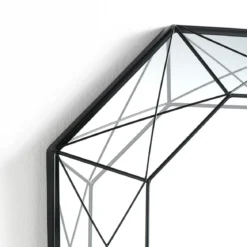 Diamond specchiera da parete in metallo verniciato nero opaco dimensione 45x8 h45 cm