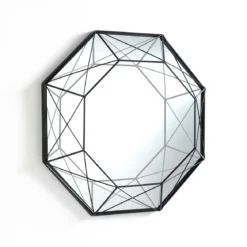 Diamond specchiera da parete in metallo verniciato nero opaco dimensione 45x8 h45 cm