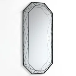 Diamond 120 specchiera da parete in metallo verniciato nero opaco dimensione 55x8 h120 cm