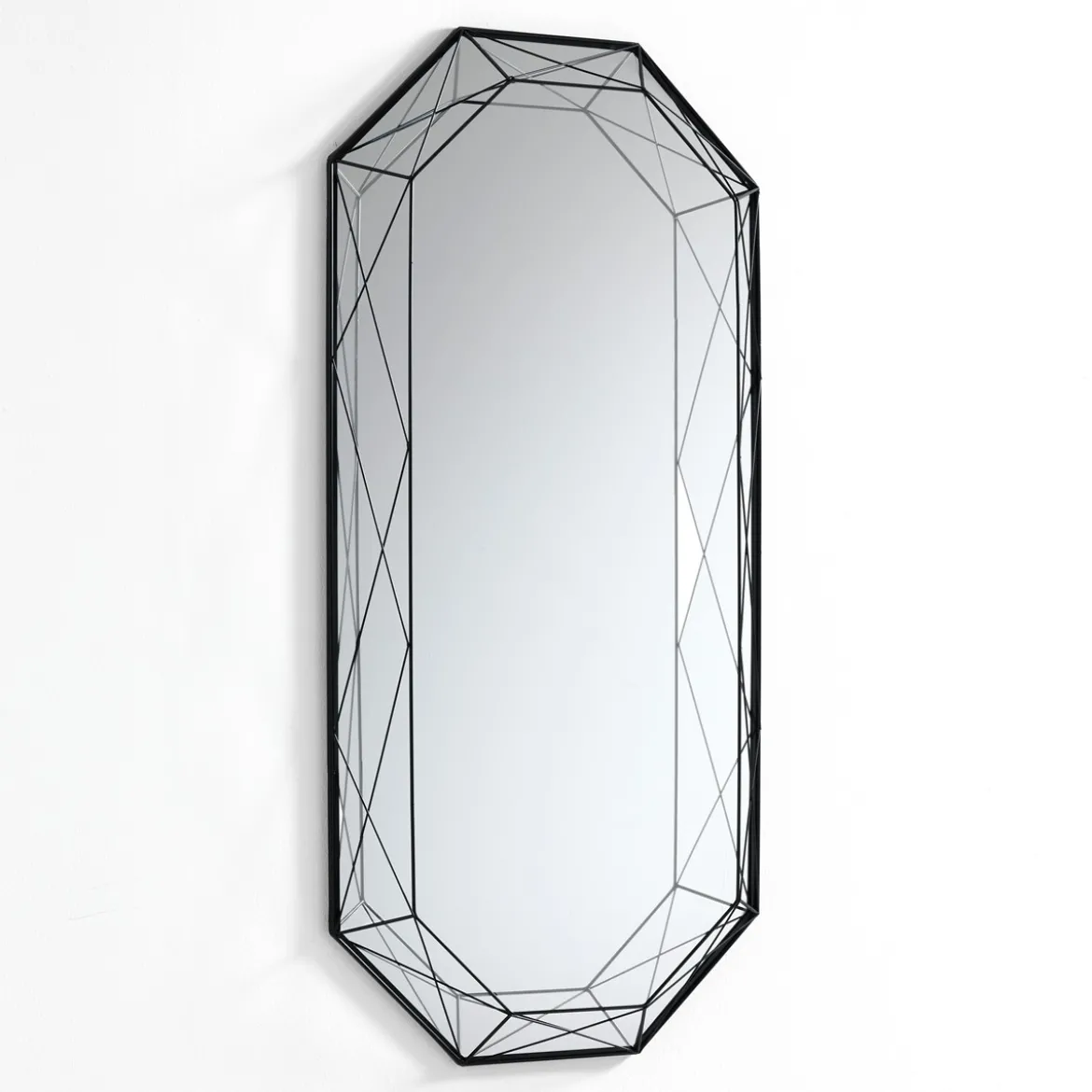 Diamond 120 specchiera da parete in metallo verniciato nero opaco dimensione 55x8 h120 cm