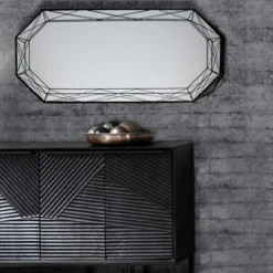 Diamond 120 specchiera da parete in metallo verniciato nero opaco dimensione 55x8 h120 cm
