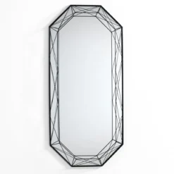 Diamond 120 specchiera da parete in metallo verniciato nero opaco dimensione 55x8 h120 cm