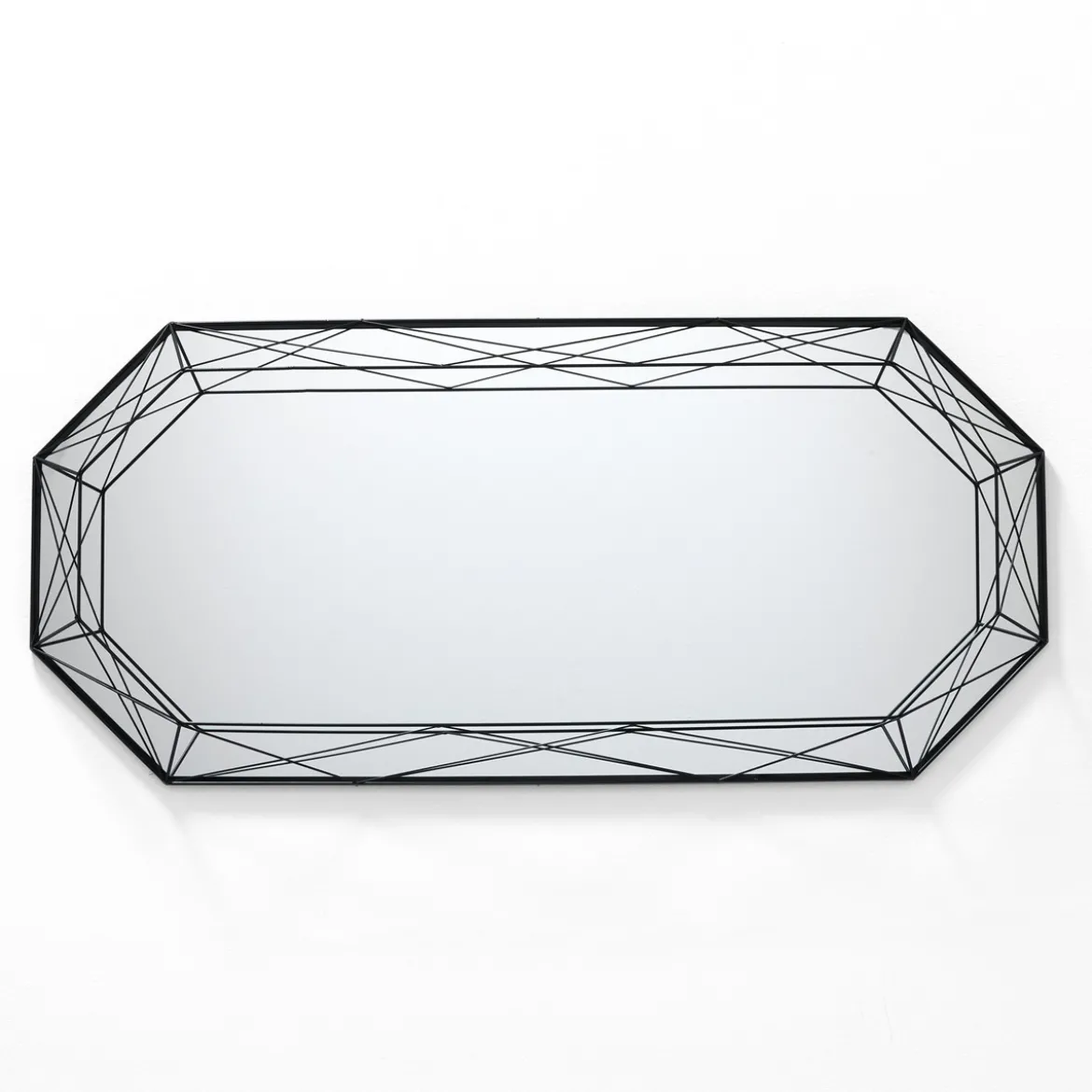 Diamond 120 specchiera da parete in metallo verniciato nero opaco dimensione 55x8 h120 cm