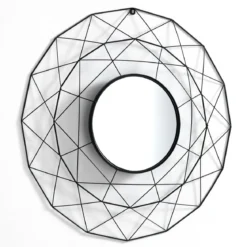 Diamond 70 specchiera da parete in metallo verniciato nero opaco d68x5 cm