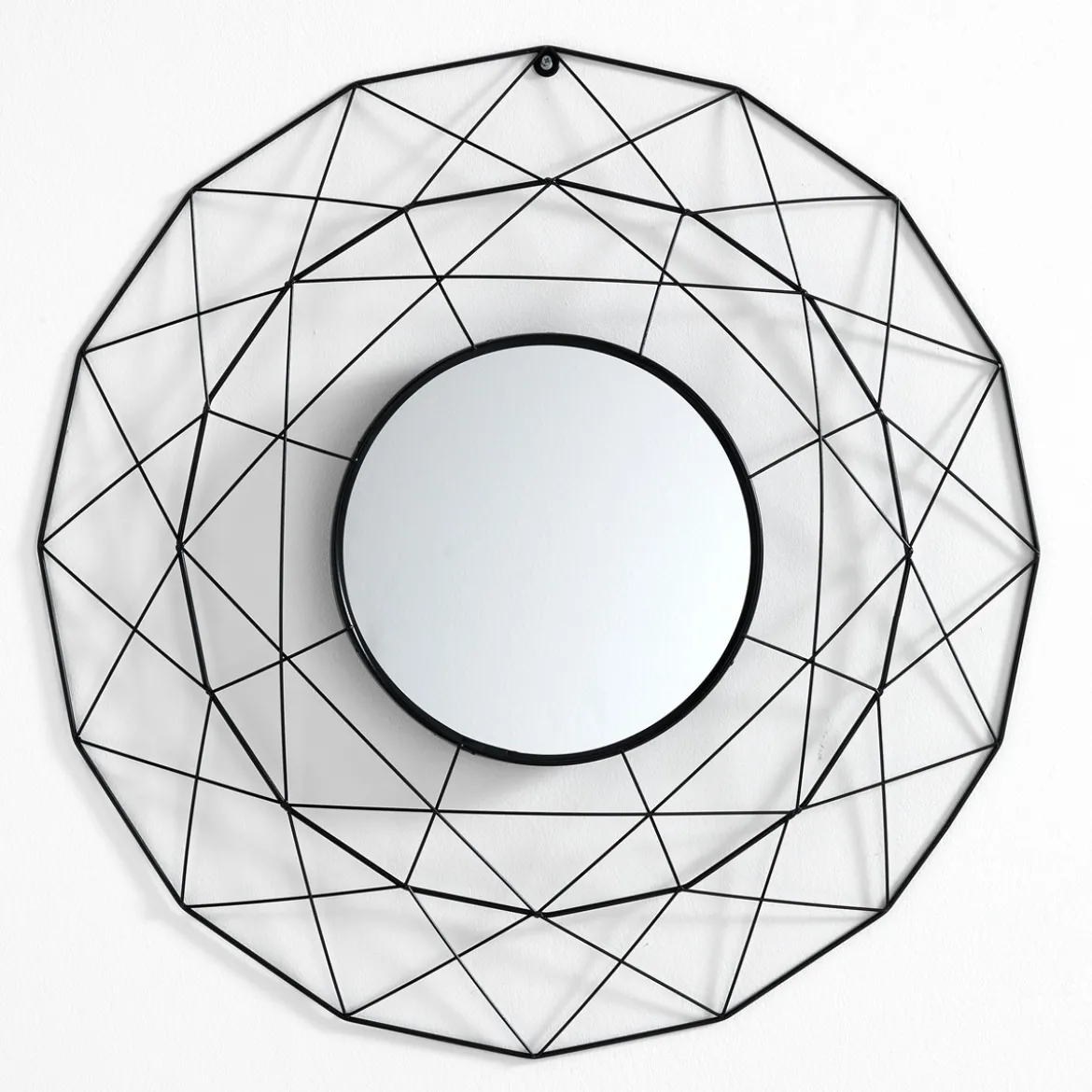 Diamond 70 specchiera da parete in metallo verniciato nero opaco d68x5 cm