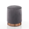 Dido grey pouf imbottito contenitore in microfibra effetto velluto grigio e metallo rose gold d31xh38 cm