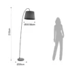 Dido powder taupe lampada da terra fusto metallo nero lucido paralume tessuto nero h210 d29 l80