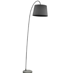 Dido powder taupe lampada da terra fusto metallo nero lucido paralume tessuto nero h210 d29 l80