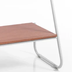 Dino stender / porta asciugamani in metallo bianco lucido / cromato e finitura rovere 80x48xh162 cm