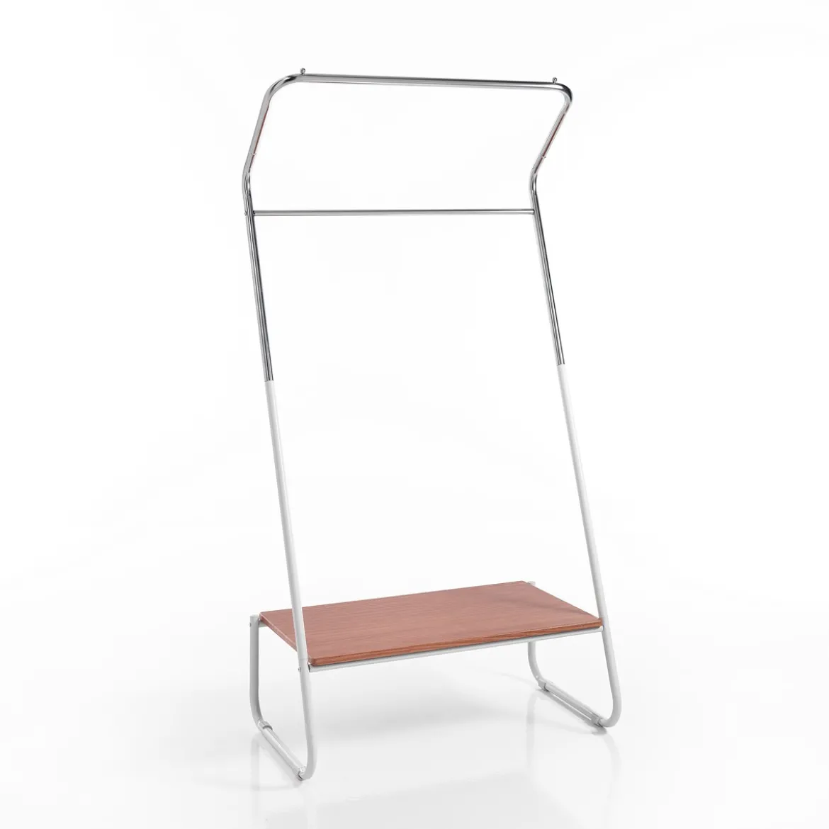 Dino stender / porta asciugamani in metallo bianco lucido / cromato e finitura rovere 80x48xh162 cm