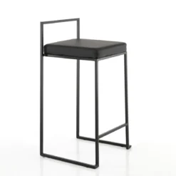 Dodo black home sgabello pelle sintetica nera struttura metallo nero opaco cm h77 l41 p41 p.39
