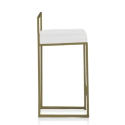 Dodo gold home sgabello pelle sintetica bianca struttura metallo colore oro opaco cm h77 l41 p41