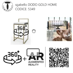Dodo gold home sgabello pelle sintetica bianca struttura metallo colore oro opaco cm h77 l41 p41